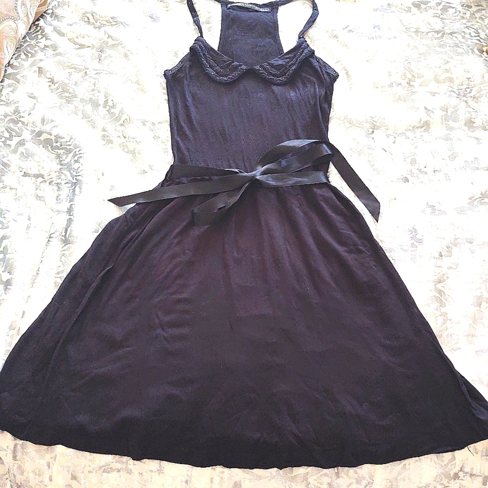 Zara FRF Collection Racerback Mini Black Dress S